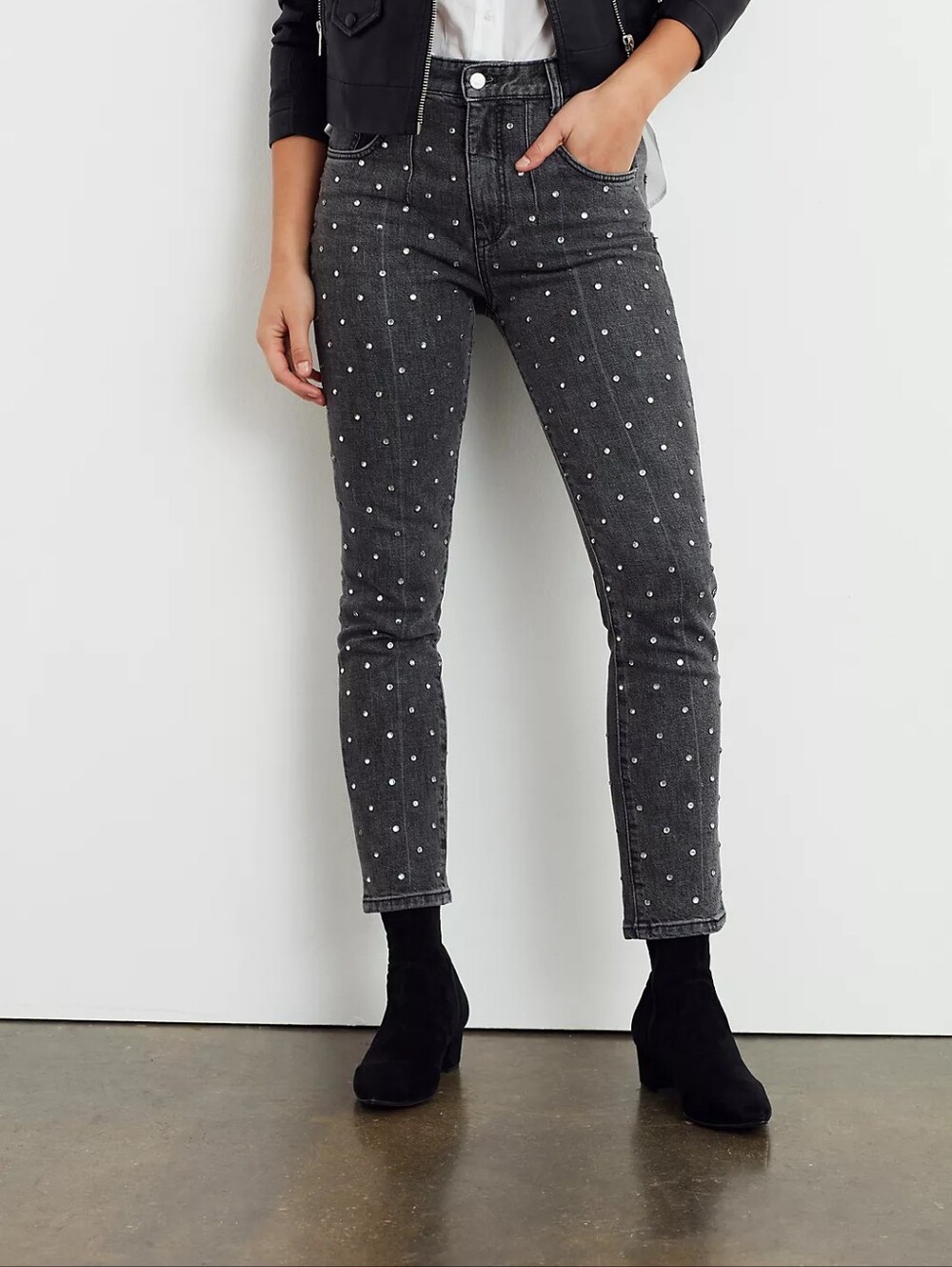 Pilcro by Anthropologie slim straight leg  studded high rise jeans
